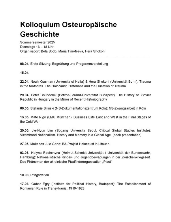 Kolloquiumsprogramm SoSe 2025