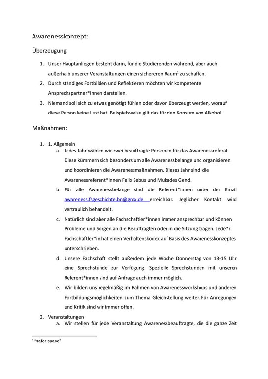 Awarenesskonzept Fachschaft Geschichte