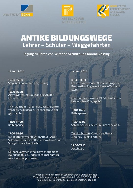 Programmplakat - Antike Bildungswege: Lehrer - Schüler - Weggefährten