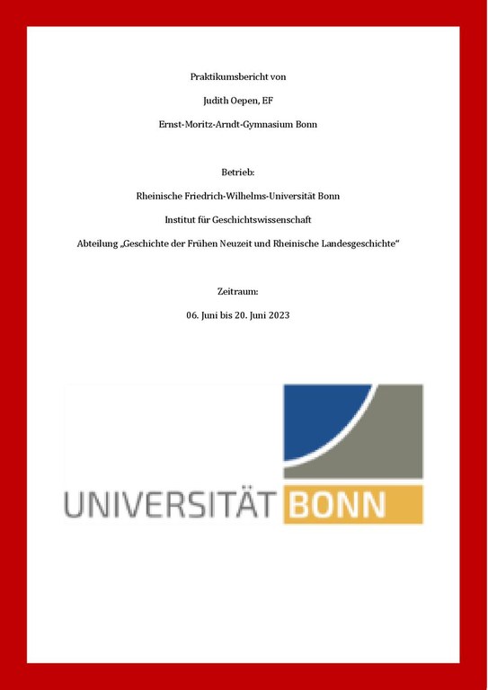 Praktikumsbericht von Judith Oepen (2023)