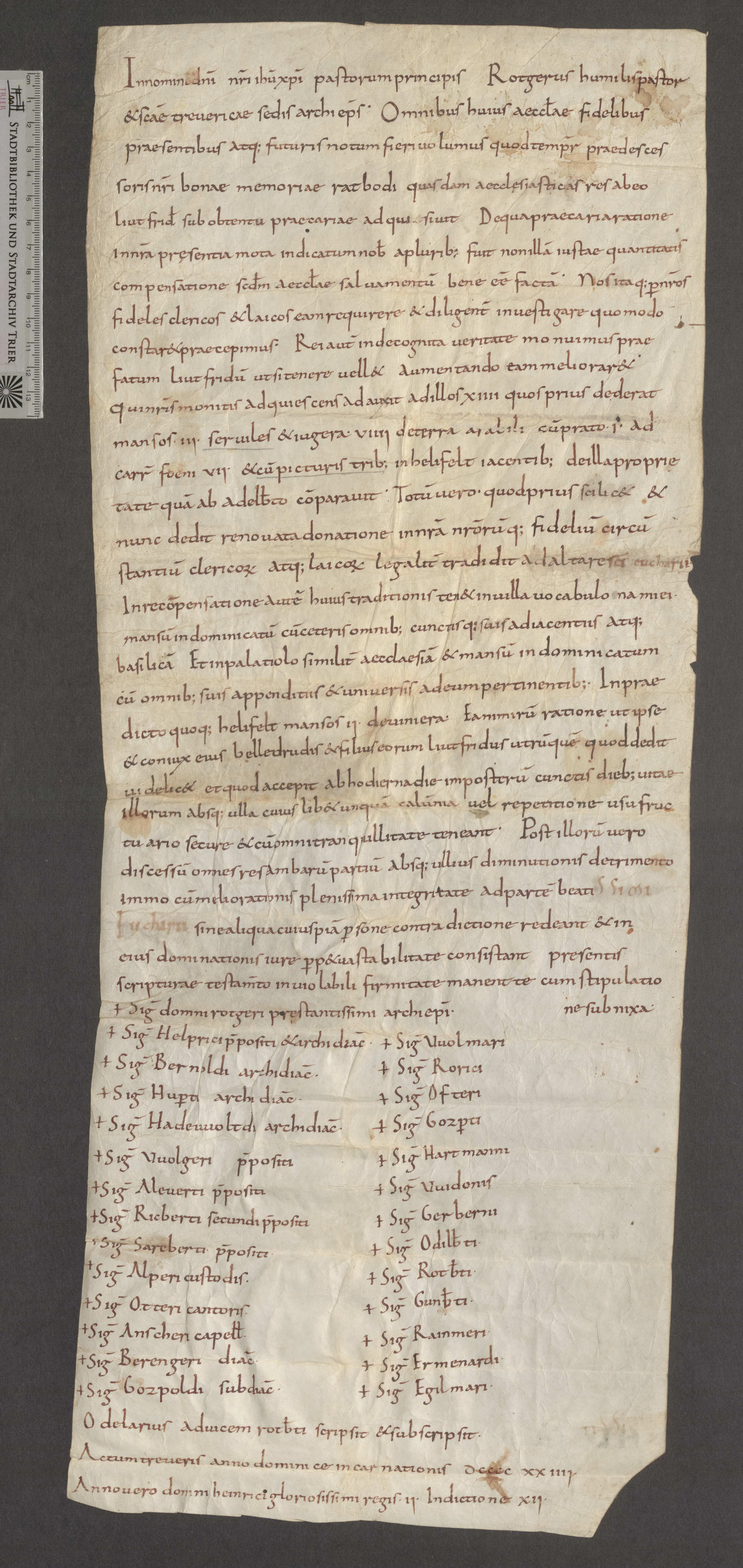 Stadtarchiv Trier, Urkunden St. Matthias Trier, Signatur K23